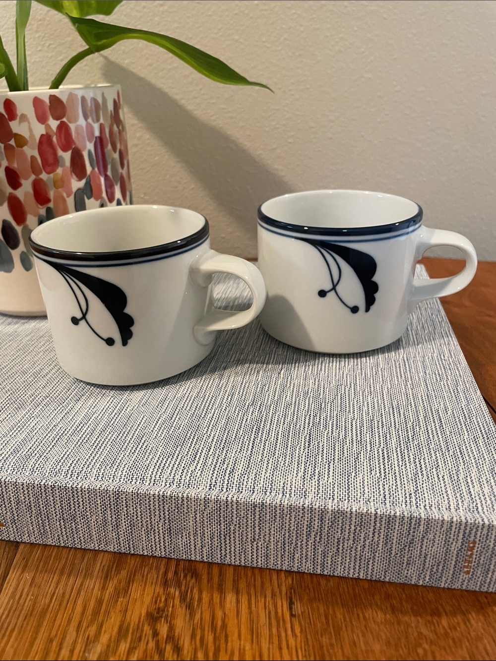 Vintage Dansk Porcelain Cups – Set of 2– Flora Bayberry Blue – Made in Japan